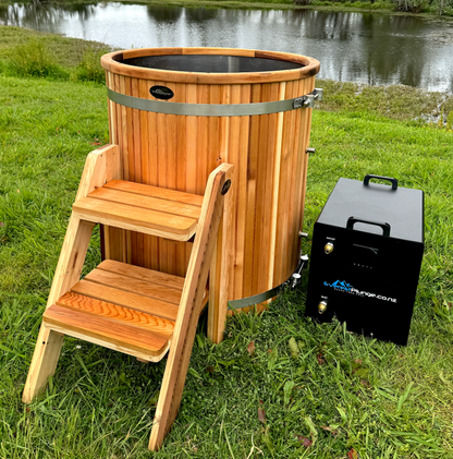 Red Cedar Barrel Cold Plunge +  EP1™ 1HP WIFI UV Filtered Cooling Motor