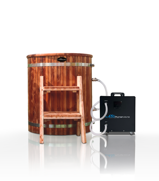 Red Cedar Barrel Cold Plunge +  EP1™ 1HP WIFI UV Filtered Cooling Motor